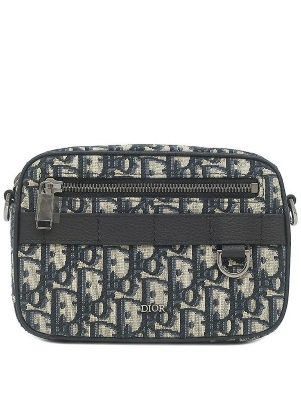 Dior Shoulder Bag Safar Mini Oblique Canvas Leather Beige Gunmetal All Over